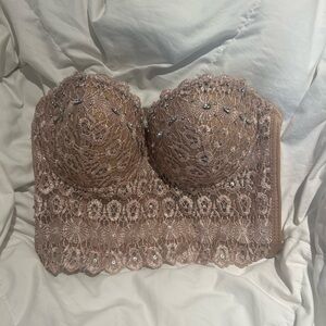 Stunning Windsor Beaded Bling Corset Nude Top